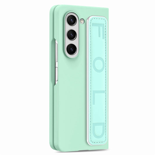 For   Samsung   Galaxy Z Fold5  5G Integrated Wristband Genuine Leather Phone Case(Green) - Galaxy Z Fold5 Cases by buy2fix | Online Shopping UK | buy2fix