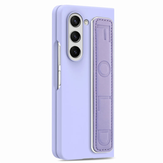 For   Samsung   Galaxy Z Fold5  5G Integrated Wristband Genuine Leather Phone Case(Purple) - Galaxy Z Fold5 Cases by buy2fix | Online Shopping UK | buy2fix
