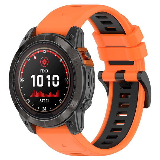 For Garmin Epix Gen 2 Sports Two-Color 22mm Silicone Watch Band(Orange+Black)
