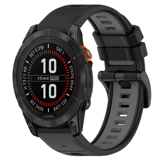 For Garmin Fenix 7S Pro 42mm Sports Two-Color 20mm Silicone Watch Band(Black+Grey)
