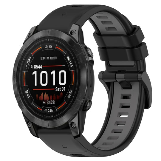 For Garmin Epix Pro 42mm Sports Two-Color 20mm Silicone Watch Band(Black+Grey)