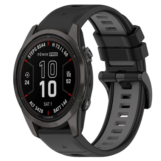 For Garmin Fenix 7S Sports Two-Color 20mm Silicone Watch Band(Black+Grey)