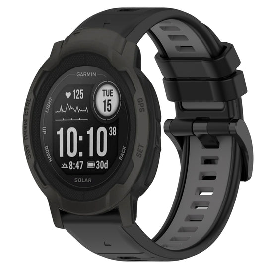 For Garmin Instinct 2S Sports Two-Color 20mm Silicone Watch Band(Black+Grey)