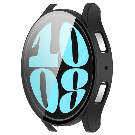For Samsung Galaxy Watch6 44mm PC + Tempered Film Integrated Watch Protective Case(Black) - Watch Cases by buy2fix | Online Shopping UK | buy2fix