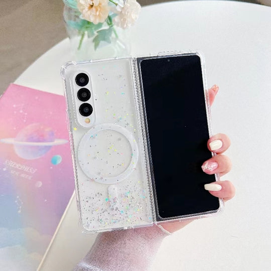 For Samsung Galaxy Z Fold3 Magsafe Glitter TPU Phone Protective Case(White)