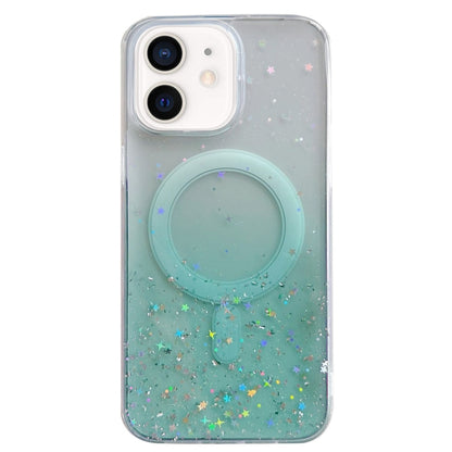For iPhone 12 Glitter MagSafe Hybrid Clear TPU Phone Case(Green) by buy2fix