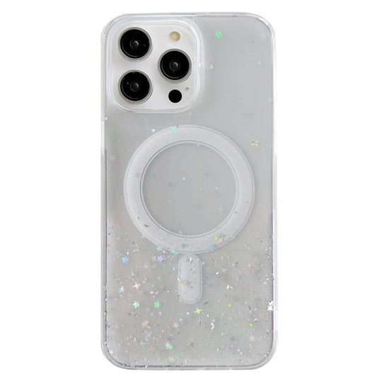 For iPhone 12 Pro Max Glitter MagSafe Hybrid Clear TPU Phone Case(White) by buy2fix