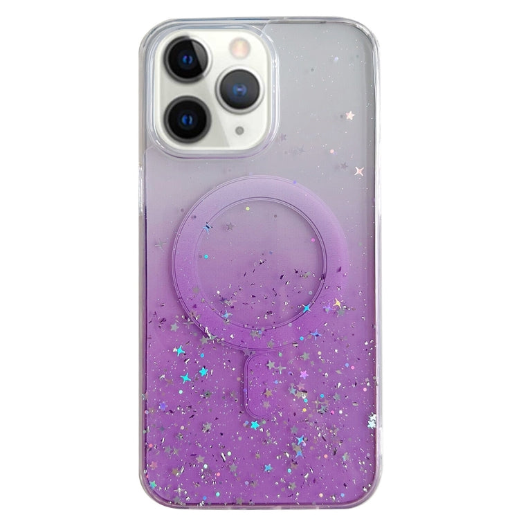 For iPhone 11 Pro Max Glitter MagSafe Hybrid Clear TPU Phone Case(Purple) by buy2fix