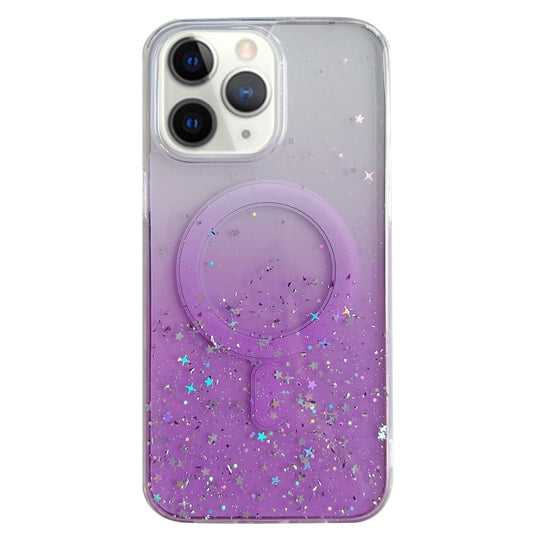 For iPhone 11 Pro Max Glitter MagSafe Hybrid Clear TPU Phone Case(Purple) by buy2fix