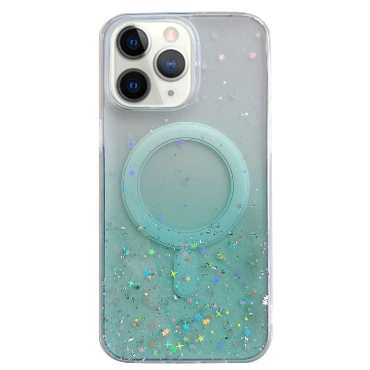 For iPhone 11 Pro Max Glitter MagSafe Hybrid Clear TPU Phone Case(Green) by buy2fix