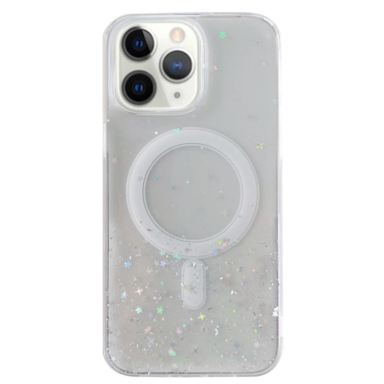 For iPhone 11 Pro Glitter MagSafe Hybrid Clear TPU Phone Case(White) by buy2fix