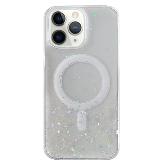 For iPhone 11 Pro Glitter MagSafe Hybrid Clear TPU Phone Case(White) by buy2fix