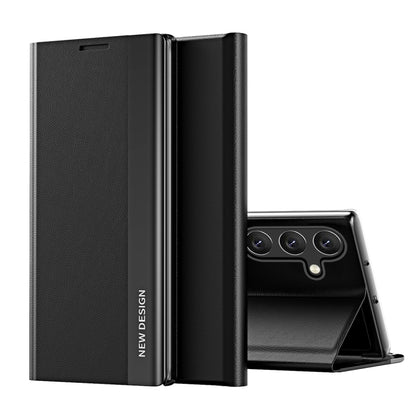 For Samsung Galaxy S25 5G Side Electroplated Adsorption Leather Phone Case(Graphite Black) by buy2fix