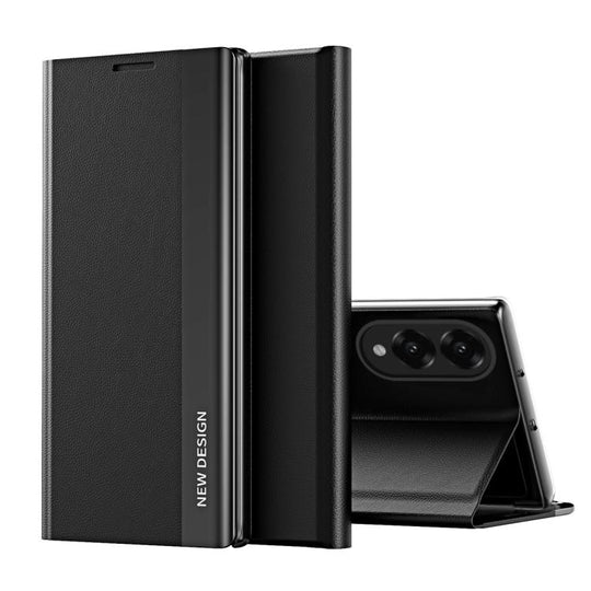 For Samsung Galaxy S25 Edge 5G Side Electroplated Adsorption Leather Phone Case(Graphite Black)