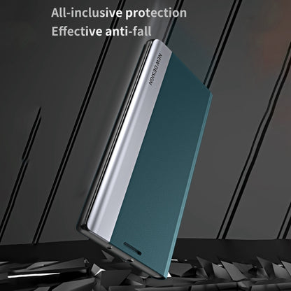 For Samsung Galaxy A05s Side Electroplated Adsorption Leather Phone Case(Sapphire Blue) by buy2fix