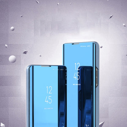 For   Samsung Galaxy S23 FE 5G Plated Mirror Horizontal Flip Leather Phone Case with Holder(Blue) - Galaxy S23 FE 5G Cases by buy2fix | Online Shopping UK | buy2fix