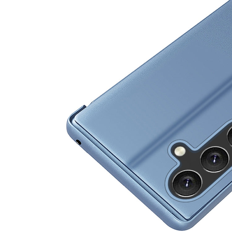 For   Samsung Galaxy S23 FE 5G Plated Mirror Horizontal Flip Leather Phone Case with Holder(Blue) - Galaxy S23 FE 5G Cases by buy2fix | Online Shopping UK | buy2fix