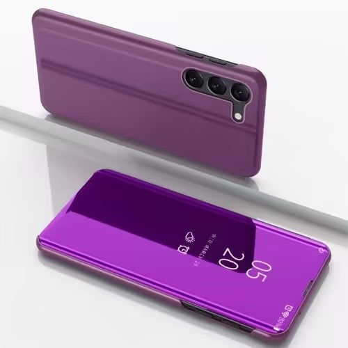 For Samsung Galaxy A15 Plated Mirror Horizontal Flip Leather Phone Case with Holder(Purple) by buy2fix