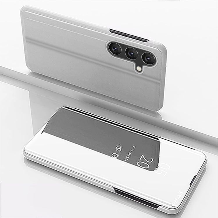 For Samsung Galaxy A15 Plated Mirror Horizontal Flip Leather Phone Case with Holder(Silver) by buy2fix