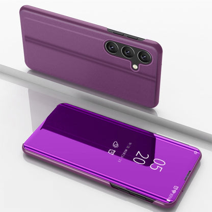 For Samsung Galaxy A25 Global Plated Mirror Horizontal Flip Leather Phone Case with Holder(Purple) by buy2fix