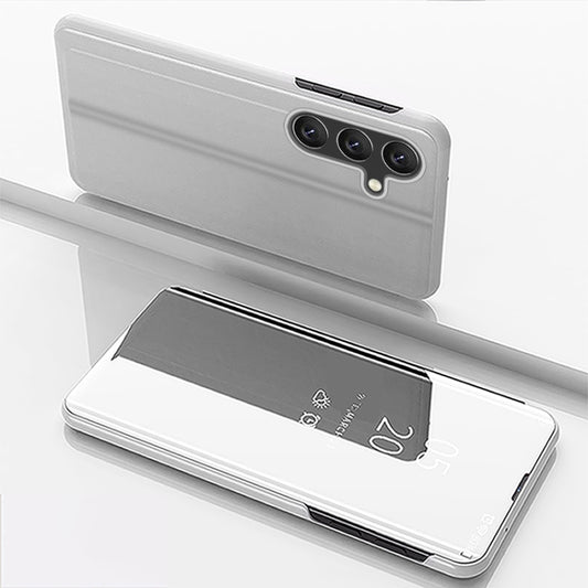 For Samsung Galaxy S25 5G Plated Mirror Horizontal Flip Leather Phone Case with Holder(Silver) by buy2fix