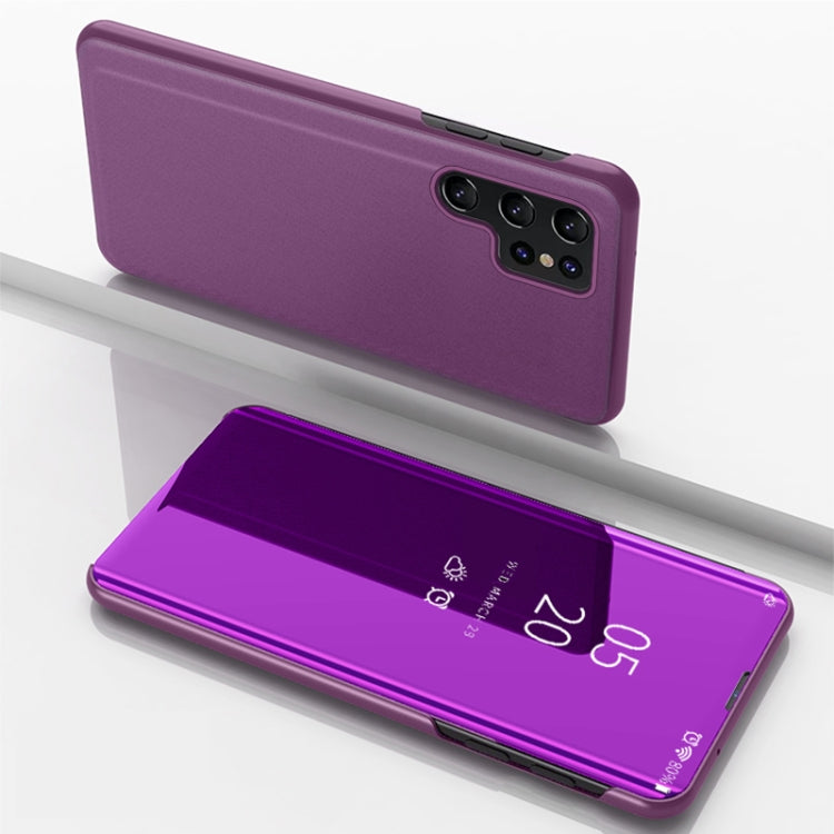 For Samsung Galaxy S25 Ultra 5G Plated Mirror Horizontal Flip Leather Phone Case with Holder(Purple) by buy2fix