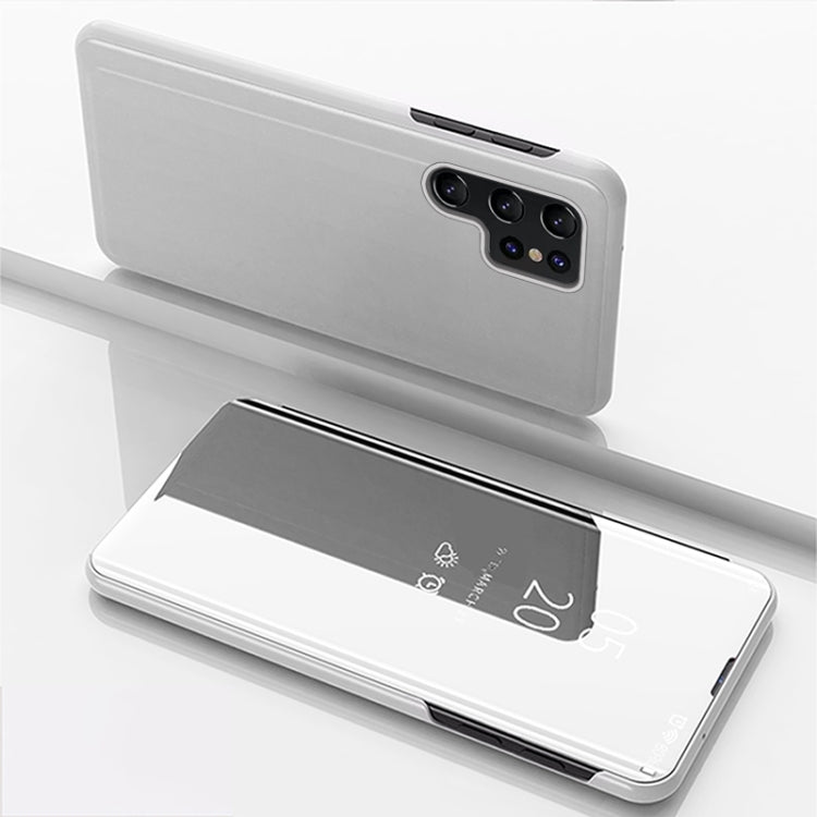 For Samsung Galaxy S25 Ultra 5G Plated Mirror Horizontal Flip Leather Phone Case with Holder(Silver) by buy2fix