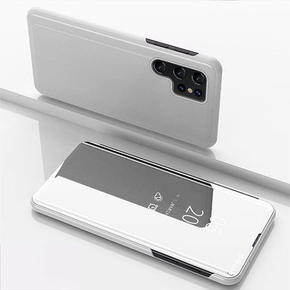 For Samsung Galaxy S25 Ultra 5G Plated Mirror Horizontal Flip Leather Phone Case with Holder(Silver) by buy2fix
