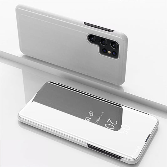 For Samsung Galaxy S25 Ultra 5G Plated Mirror Horizontal Flip Leather Phone Case with Holder(Silver) by buy2fix