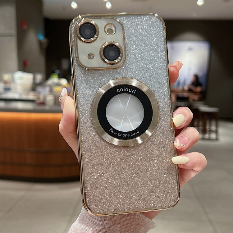 For iPhone 14 Plus Gradient Glitter Electroplating MagSafe TPU Phone Case(Gold) - iPhone 14 Plus Cases by buy2fix | Online Shopping UK | buy2fix