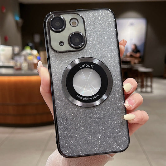 For iPhone 14 Gradient Glitter Electroplating MagSafe TPU Phone Case(Black) by buy2fix