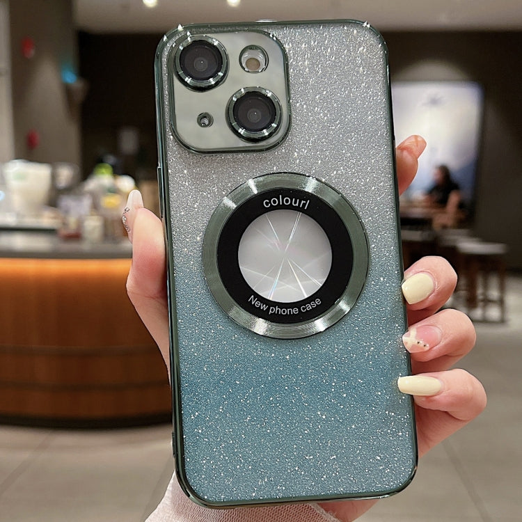 For iPhone 14 Gradient Glitter Electroplating MagSafe TPU Phone Case(Green) - iPhone 14 Cases by buy2fix | Online Shopping UK | buy2fix