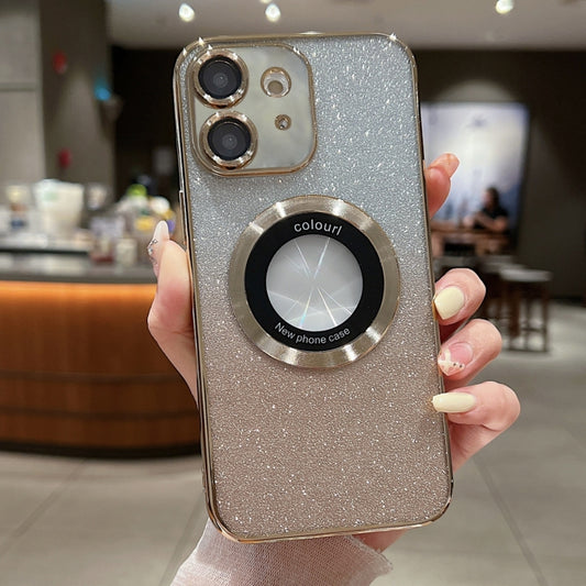 For iPhone 12 Gradient Glitter Electroplating MagSafe TPU Phone Case(Gold) by buy2fix