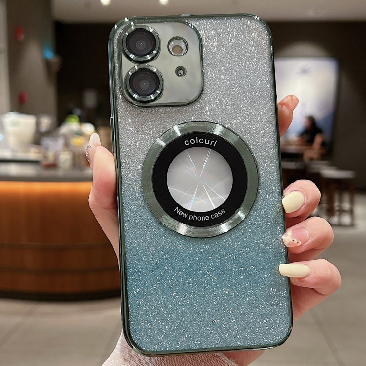 For iPhone 11 Gradient Glitter Electroplating MagSafe TPU Phone Case(Green) by buy2fix