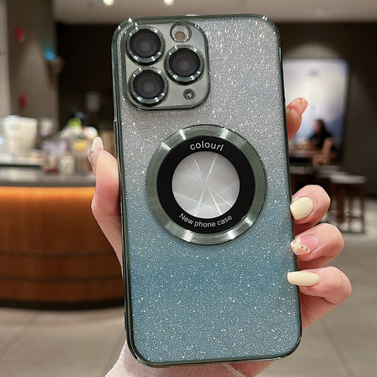 For iPhone 11 Pro Gradient Glitter Electroplating MagSafe TPU Phone Case(Green) by buy2fix