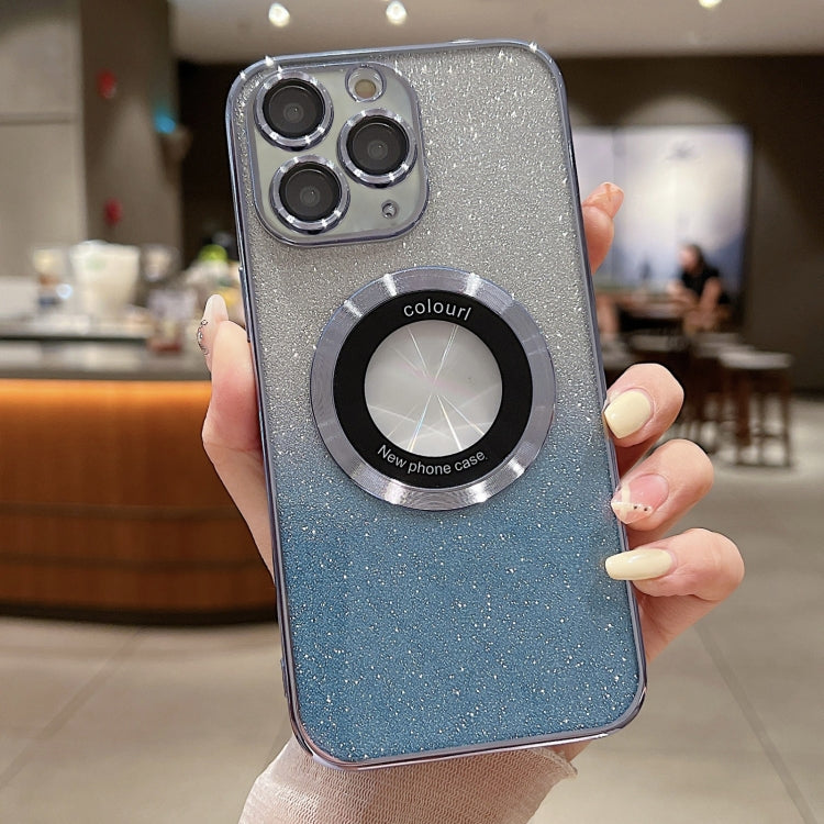 For iPhone 11 Pro Gradient Glitter Electroplating MagSafe TPU Phone Case(Blue) by buy2fix