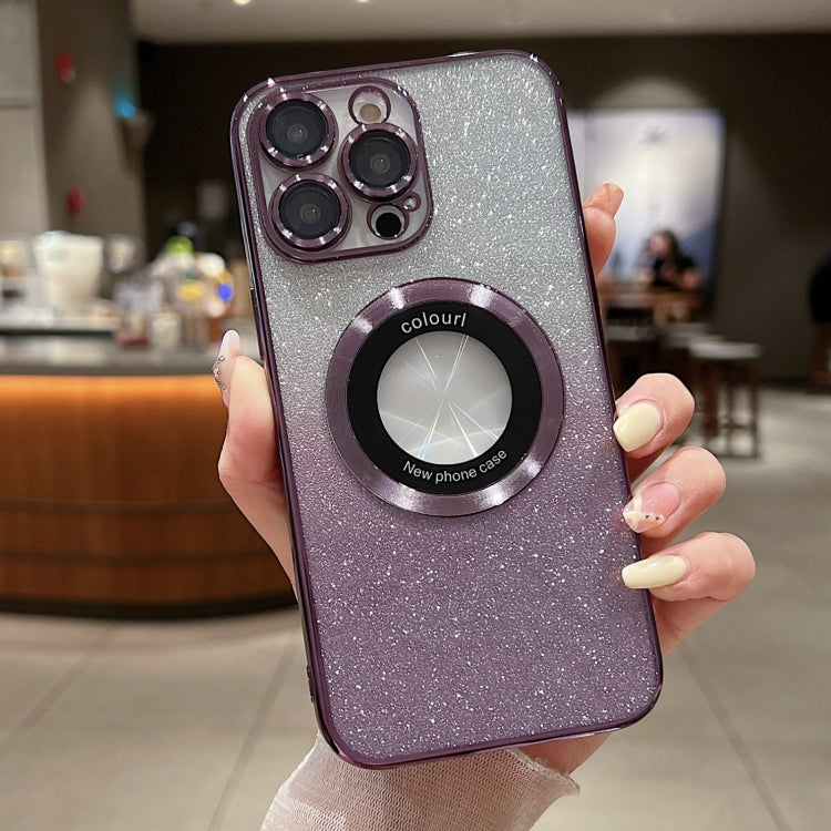 For iPhone 15 Pro Gradient Glitter Electroplating MagSafe TPU Phone Case(Purple) - iPhone 15 Pro Cases by buy2fix | Online Shopping UK | buy2fix