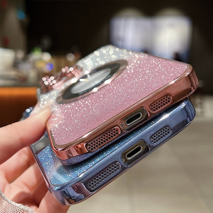 For iPhone 16 Pro Max Gradient Glitter Electroplating MagSafe TPU Phone Case(Purple) by buy2fix