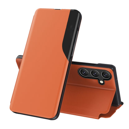 For Samsung Galaxy S25 5G Attraction Flip Holder Leather Phone Case(Orange) by buy2fix