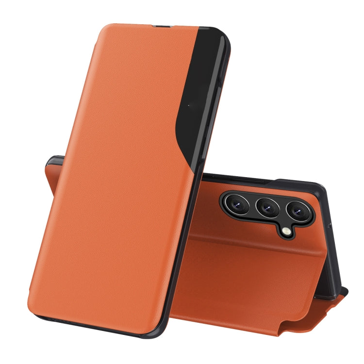 For Samsung Galaxy S25+ 5G Attraction Flip Holder Leather Phone Case(Orange) by buy2fix