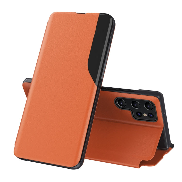 For Samsung Galaxy S25 Ultra 5G Attraction Flip Holder Leather Phone Case(Orange) by buy2fix