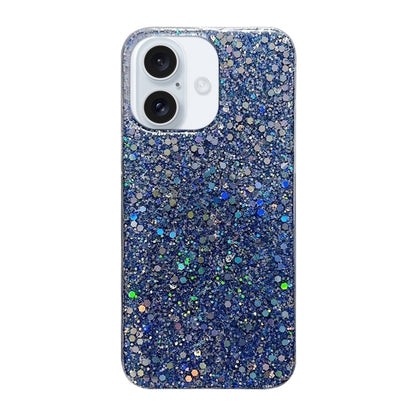 For iPhone 16 Plus Glitter Sequins Epoxy TPU Phone Case(Blue) by buy2fix