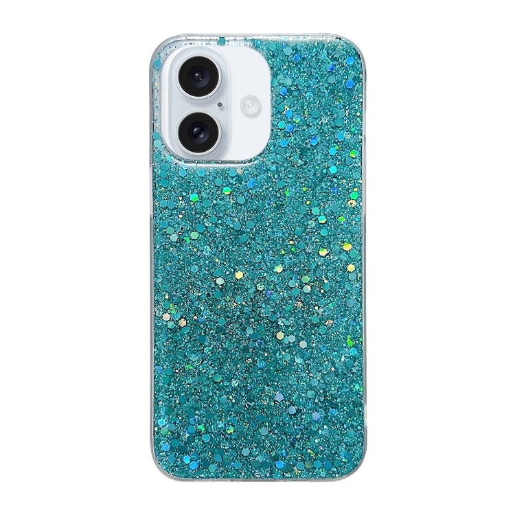 For iPhone 16 Plus Glitter Sequins Epoxy TPU Phone Case(Green) by buy2fix