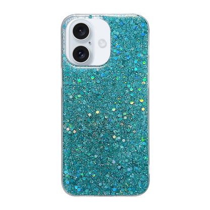 For iPhone 16 Plus Glitter Sequins Epoxy TPU Phone Case(Green) by buy2fix