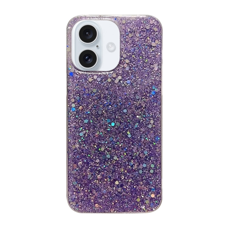 For iPhone 16 Plus Glitter Sequins Epoxy TPU Phone Case(Purple) by buy2fix
