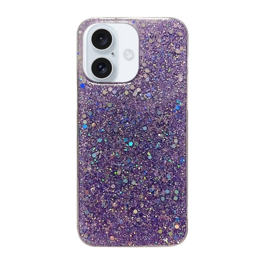 For iPhone 16 Plus Glitter Sequins Epoxy TPU Phone Case(Purple) by buy2fix