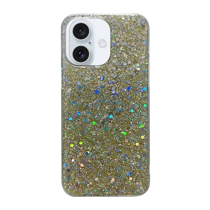 For iPhone 16 Plus Glitter Sequins Epoxy TPU Phone Case(Gold) by buy2fix