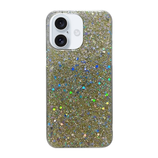 For iPhone 16 Plus Glitter Sequins Epoxy TPU Phone Case(Gold) by buy2fix