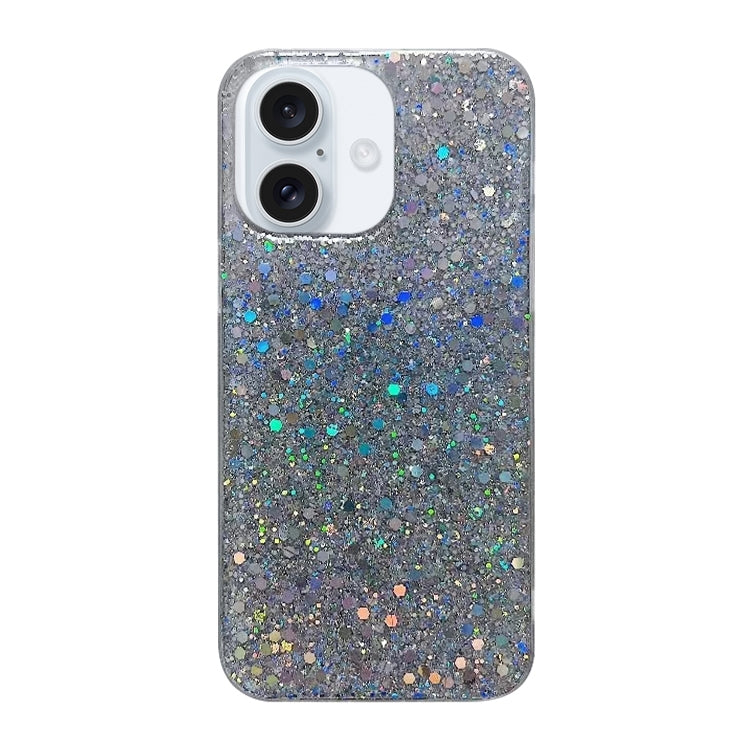 For iPhone 16 Plus Glitter Sequins Epoxy TPU Phone Case(Silver) by buy2fix