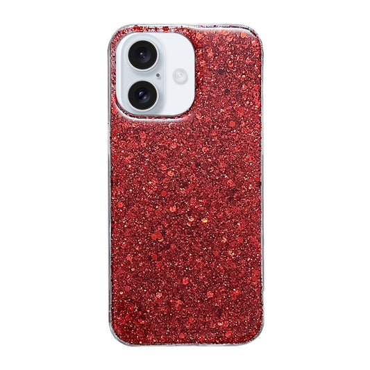 For iPhone 16 Plus Glitter Sequins Epoxy TPU Phone Case(Red) by buy2fix